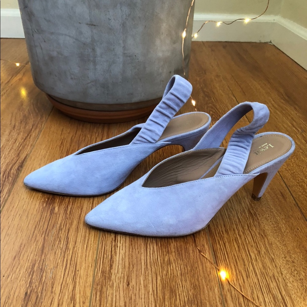 Lavender Suede Slingback Pumps